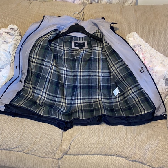 🌊 EUC Nautica Navy/Grey Versatile Anorak Rain Coat w/Removable Lining & Hood - Picture 10 of 10